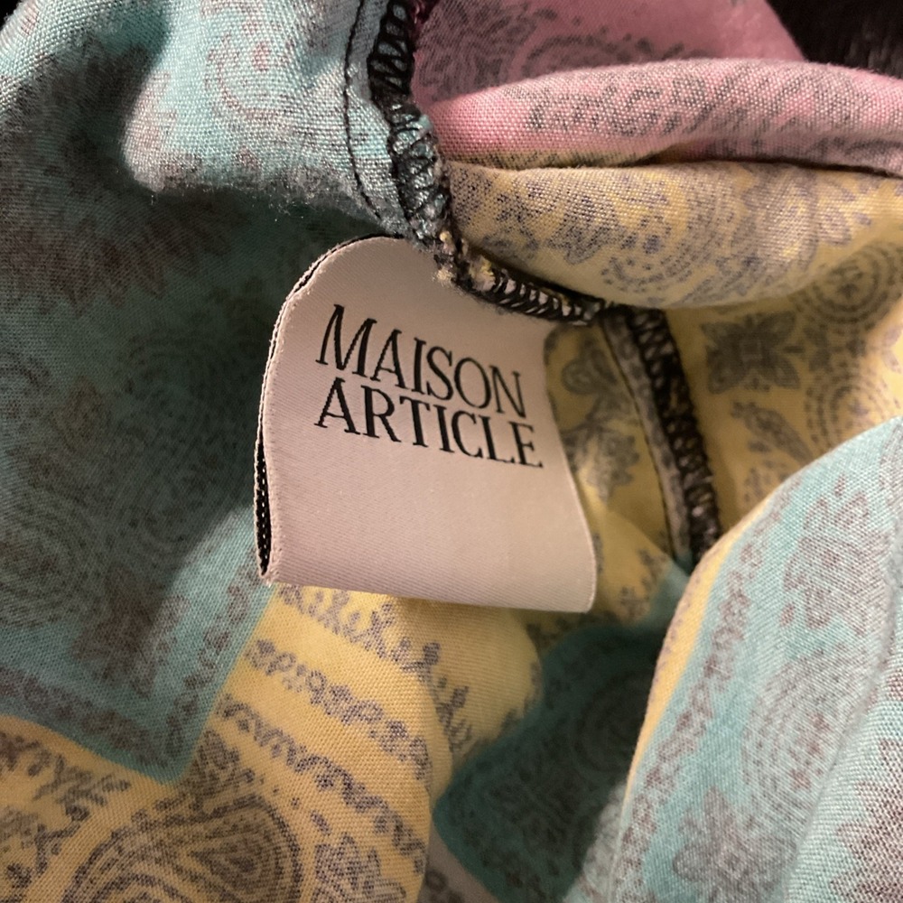 Maison Article Shirt Mens Paisley Color Block AOP SS Camp Collar Button Up Lg - Picture 7 of 16